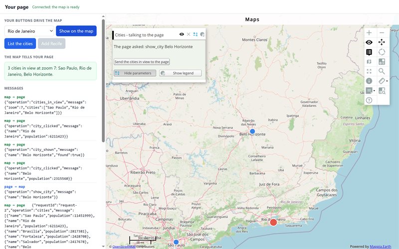 MappiaIO (embed a map, talk to it)